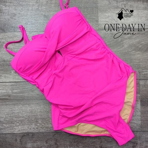 Eomenie Tie Back Molded Cup One Piece Swimsuit Size L - Picture 3 of 7